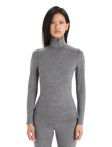 Gritstone Heather Women's Icebreaker Merino 200 Oasis Long Sleeve Half Zip Thermal Top Base Layers | USA 1903WNBY